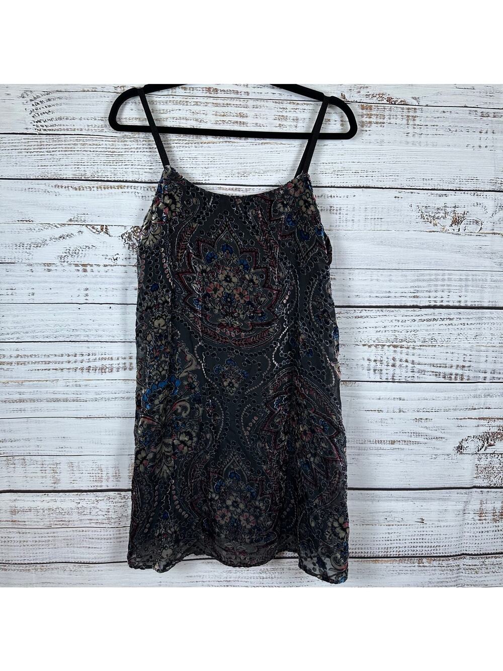 Womens As U Wish Black Burnout Velvet Mini Slip Dress Fairy Whimsigoth Grunge S